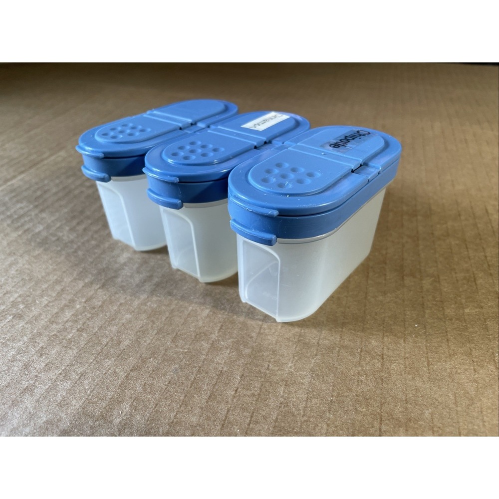 3 Tupperware #1843 Modular Mates Spice‎ Shaker Container Small Blue